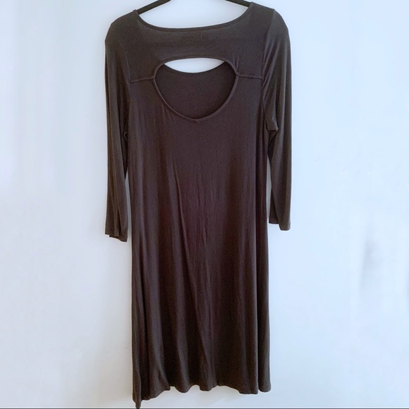 👛2for$20 Black Long Sleeve Midi Scoop Neck Dress - Picture 2 of 4